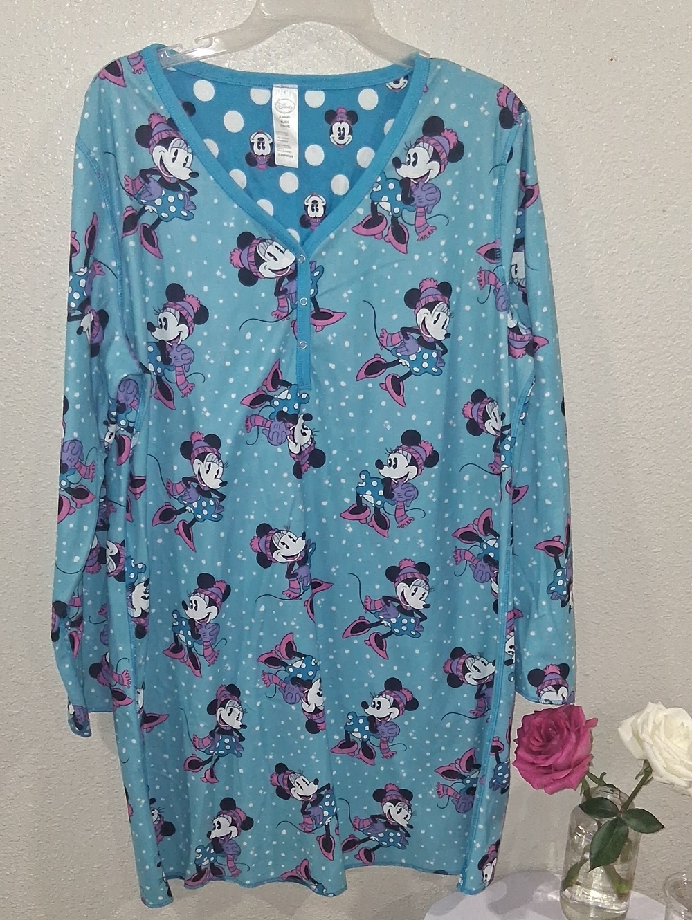 Disney Light Blue Minnie Mouse Polka Nightshirt with Pink Accents